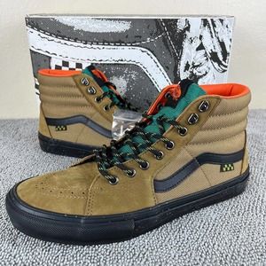Vans Skate Sk8-Hi Outdoor Brown Black PopCush Skate Shoes Men's Size 9